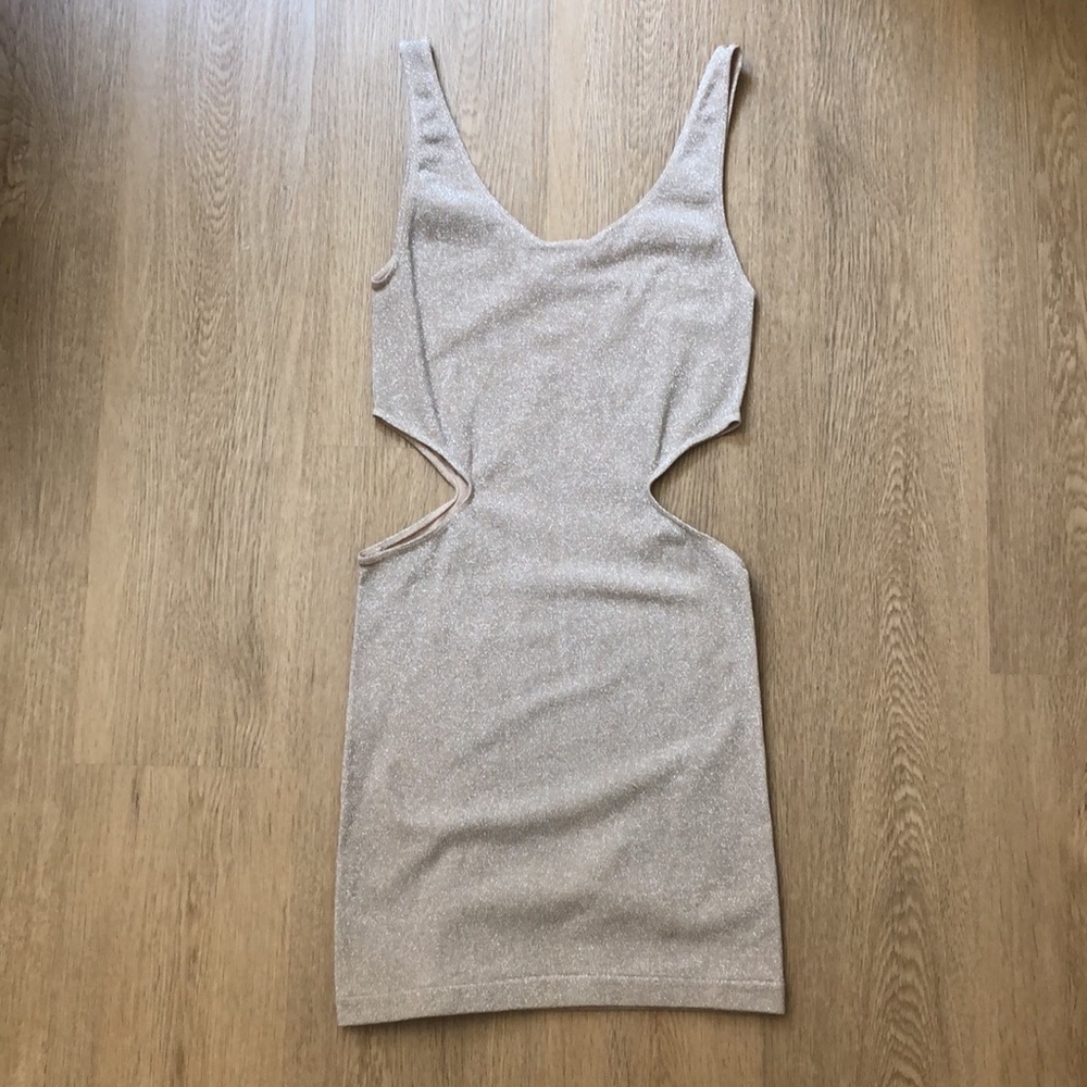 bebe Champagne Cutout Dress - Picture 3 of 8